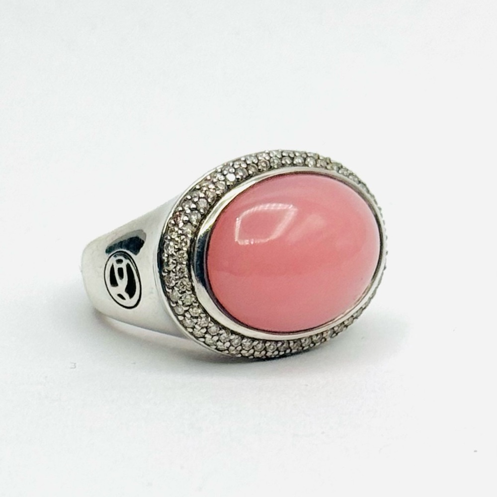 David Yurman Signature Oval Guava Quartz Ring With Diamonds